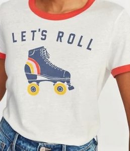 1970s inspired tee offered by the retailer Old Navy in spring 2019